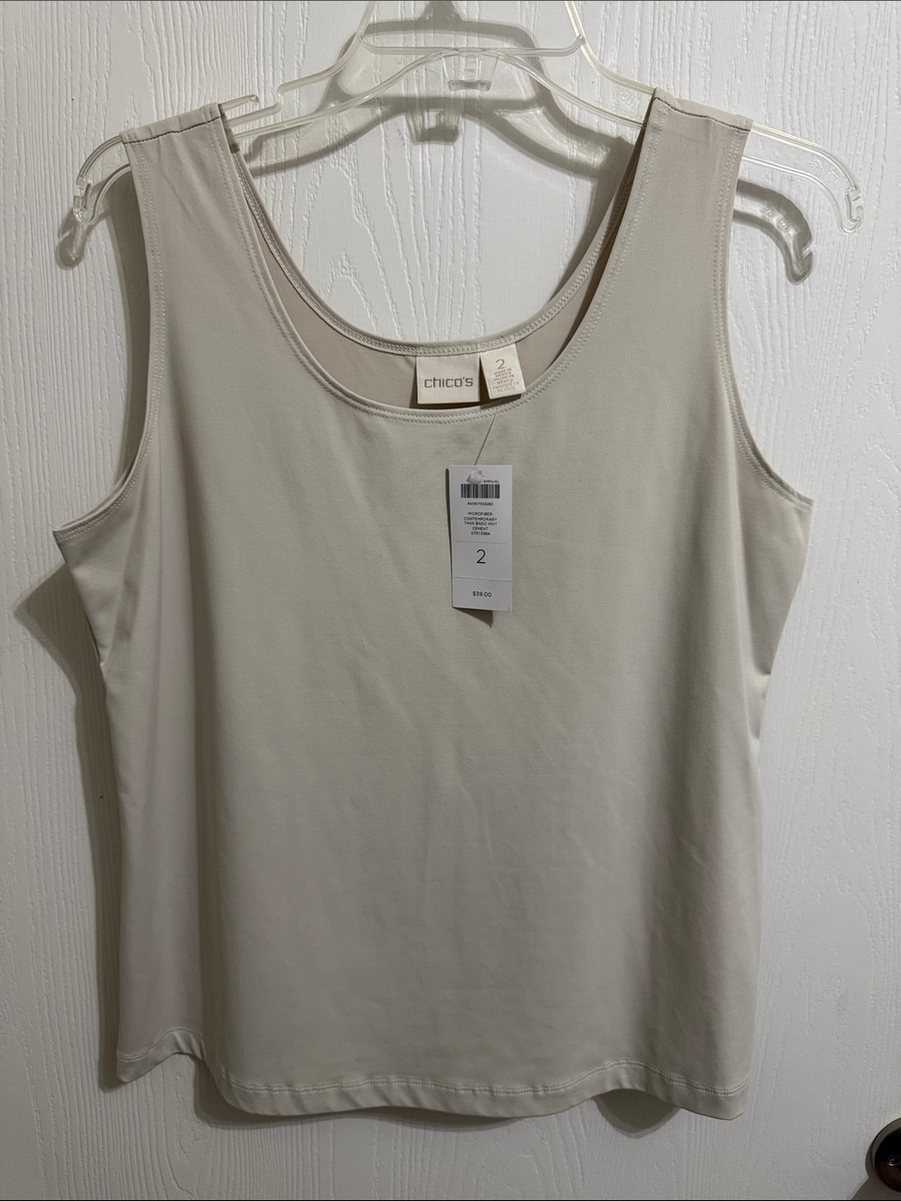 Chico’s NWT Microfiber Contemporary Tank Basic Knit Cement Color Women’s 2 (L)